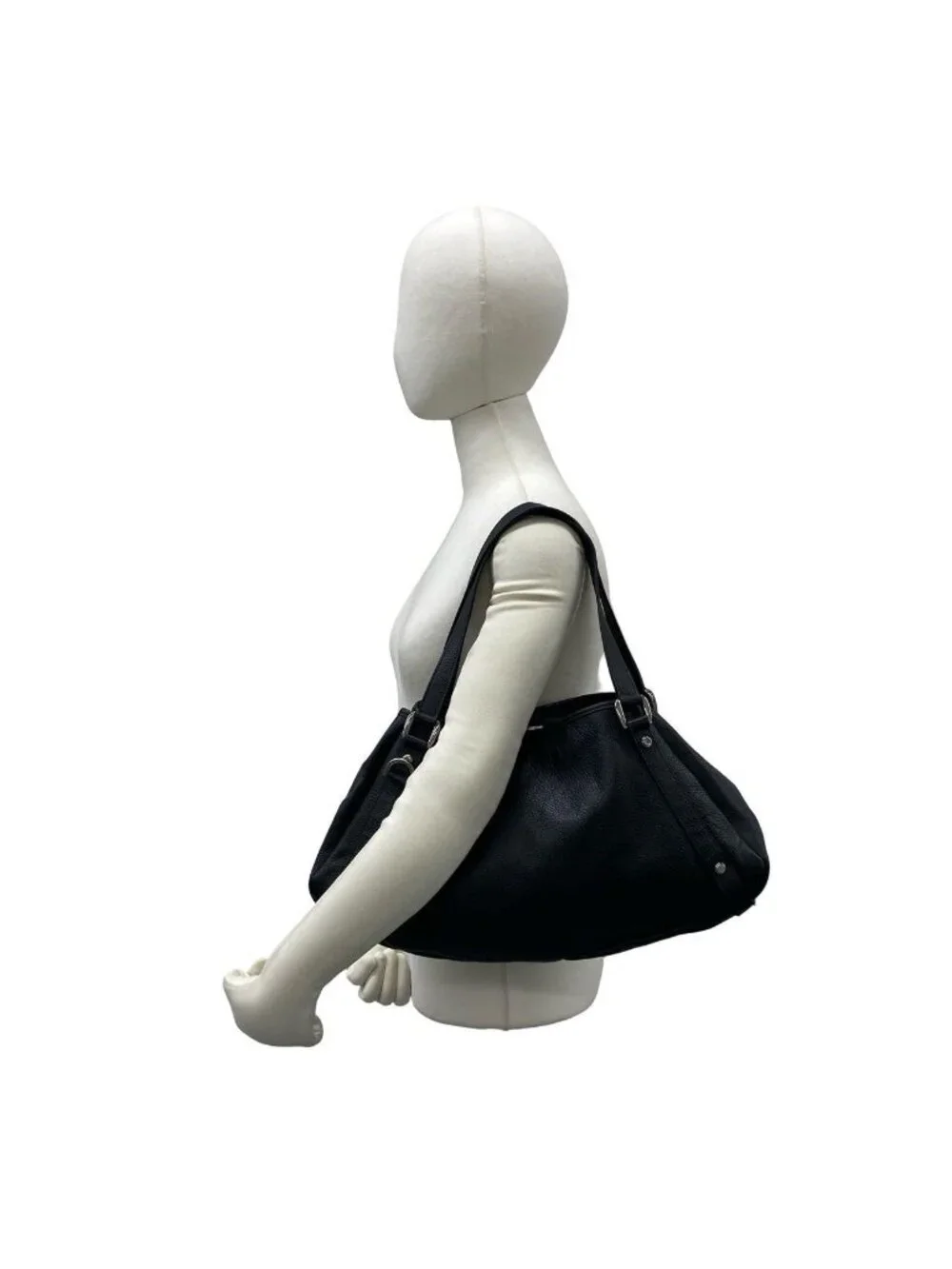 Gucci Log Leather Tote Shoulder Bag Black